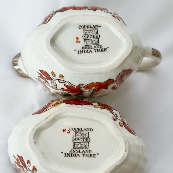 Copeland Spode India Tree Vintage Sugar Bowl and Creamer - Picture 11 of 12